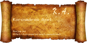 Korcsmáros Axel névjegykártya
